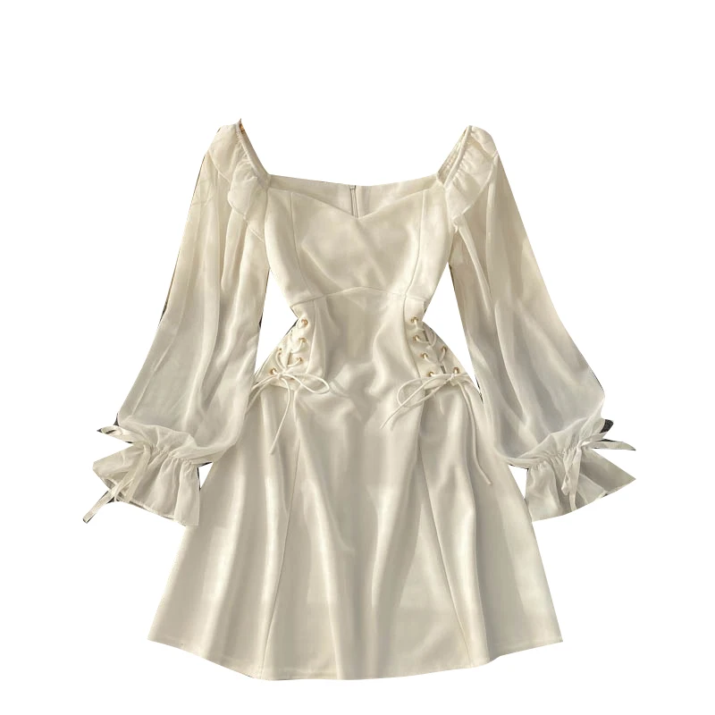 Spring Vintage Dress Women A-Line Side Bandage Corset Lady's Dress Puff Sleeve Knee-Length Female Gothic Style Party Vestido
Spring Vintage Dress Women A-Line Side Bandage Corset Lady's Dress Puff Sleeve Knee-Length Female Gothic Style Party Vestido