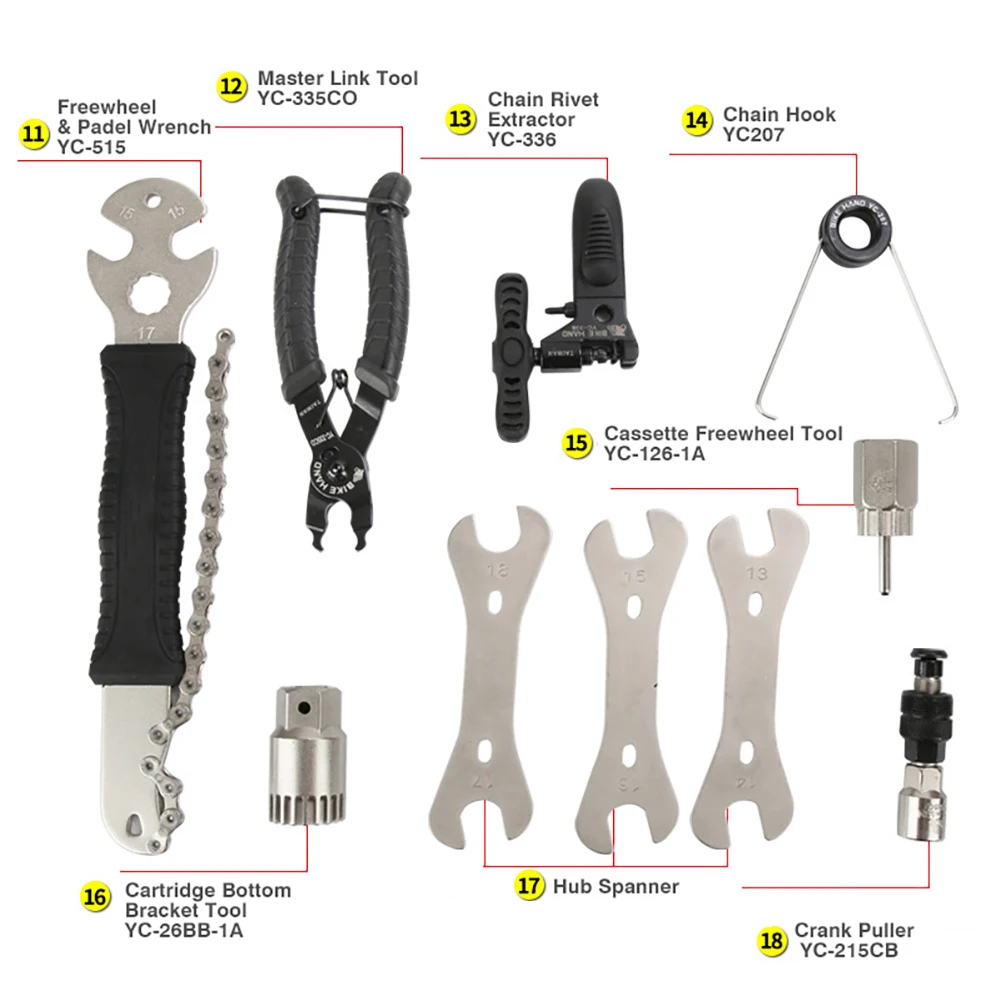 Bicycle YC-721 728 Bicycle Service Tool Kit Multiple Function Crank BB Bottom Bracket Hub Freewheel Pedal Spoke Chain Service
Bicycle YC-721 728 Bicycle Service Tool Kit Multiple Function Crank BB Bottom Bracket Hub Freewheel Pedal Spoke Chain Service