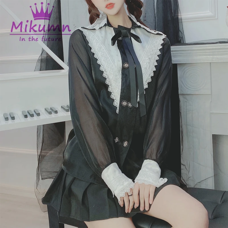 New Style Harajuku Women Blouses Vintage Black White Lace Chiffon Gothic Shirts Long Sleeve Female Tops Shirts Blusas Femininas
New Style Harajuku Women Blouses Vintage Black White Lace Chiffon Gothic Shirts Long Sleeve Female Tops Shirts Blusas Femininas