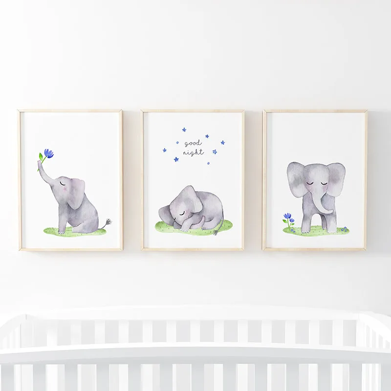 Детская Настенная картина для детской комнаты постер с животными и принт слона в