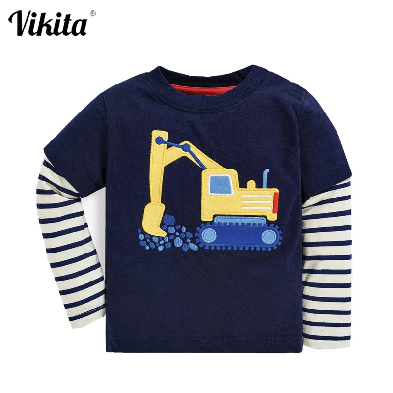 VIKITA Boys Cotton T shirt Kids Striped Long Sleeve Top Wear Baby Boys Autumn Spring Cartoon Print Tees Children Clothing
VIKITA Boys Cotton T shirt Kids Striped Long Sleeve Top Wear Baby Boys Autumn Spring Cartoon Print Tees Children Clothing