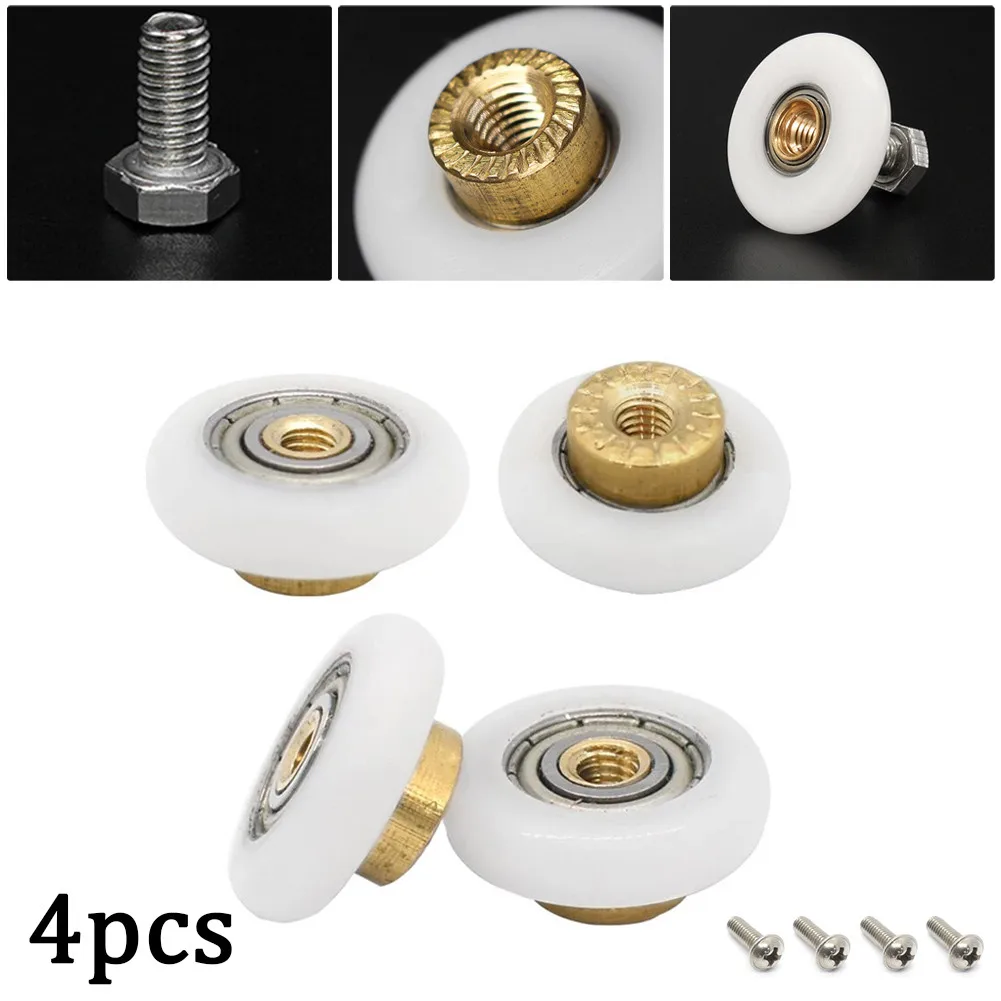 4pcs Single Shower Room Pulley Bathroom Replacement Sliding Glass Door Wheels Brass Centre Nylon Copper Roller With Screws
4pcs Single Shower Room Pulley Bathroom Replacement Sliding Glass Door Wheels Brass Centre Nylon Copper Roller With Screws
