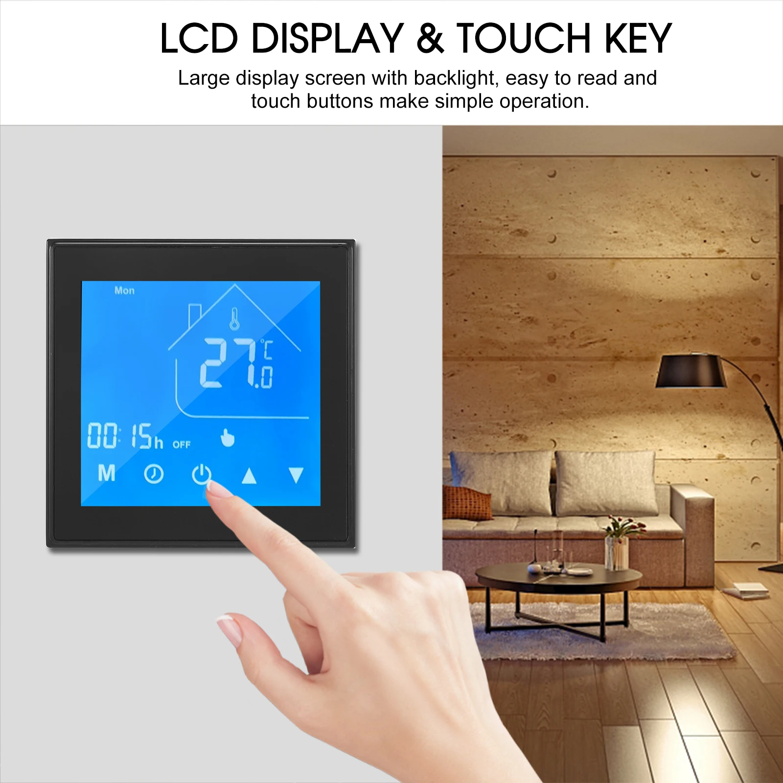 WiFi Smart Thermostat Temperature Controller Week Programmable Water Heating Tuya APP Control Compatible with Alexa Google Home
WiFi Smart Thermostat Temperature Controller Week Programmable Water Heating Tuya APP Control Compatible with Alexa Google Home