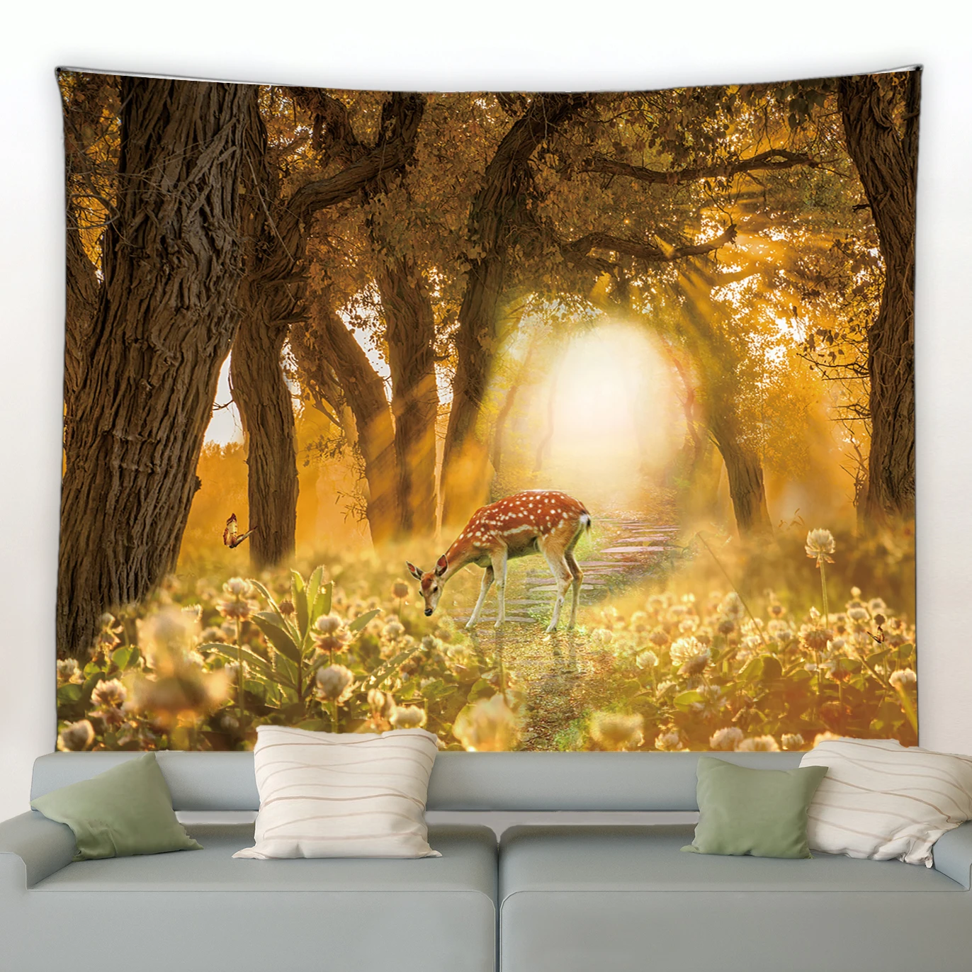 

Elk Printed Wall Hanging Tapestry Autumn Forest Deer Wall Hanging Cloth Tapestry Boho Bedspread Blanket Carpet Throw Yoga Mat