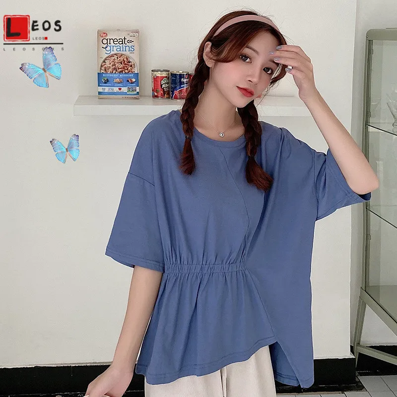 Women T-Shirt Irregular Folds Short Sleeve Summer Loose Slim Tops O-neck Casual Basic Tees Solid Color Korean Version Lady Shirt
Women T-Shirt Irregular Folds Short Sleeve Summer Loose Slim Tops O-neck Casual Basic Tees Solid Color Korean Version Lady Shirt