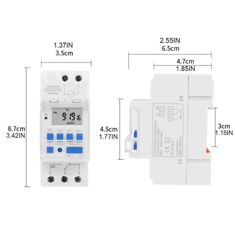 TM919A Heavy Duty Digital Time Switch Relay Timer Control Din Rail Mount Weekly
TM919A Heavy Duty Digital Time Switch Relay Timer Control Din Rail Mount Weekly