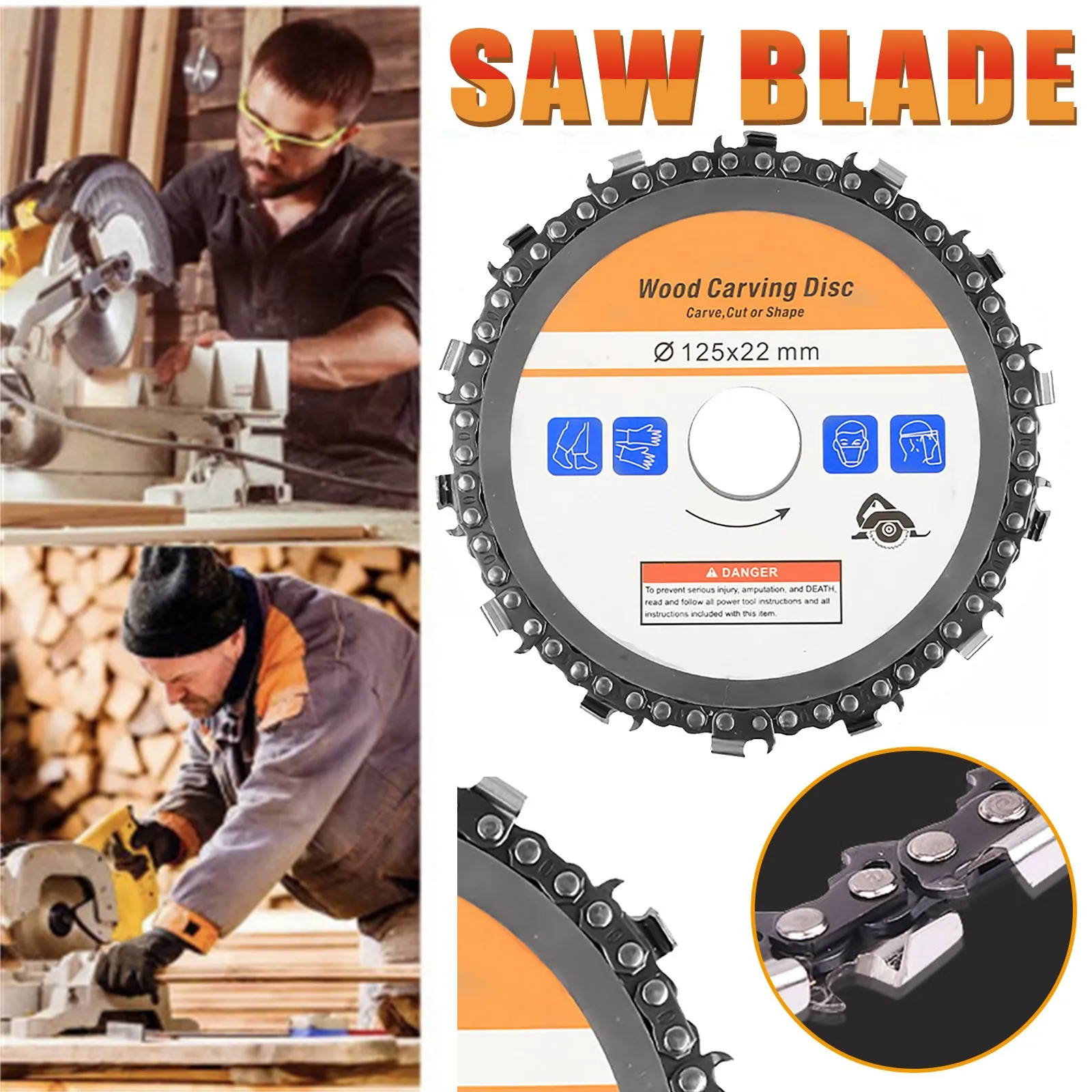 125mm Angle Grinder 5 Inch Grinder Chain Disc Wood Carving Disc 14 Tooth Steel Circular Saw Blades DIY Woodworking Rotary Tool
125mm Angle Grinder 5 Inch Grinder Chain Disc Wood Carving Disc 14 Tooth Steel Circular Saw Blades DIY Woodworking Rotary Tool