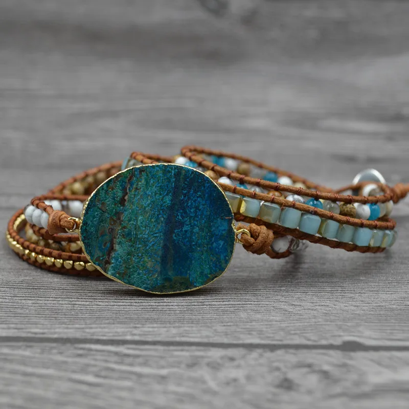 Women Leather Bracelet Unique Mixed Natural Stones Gilded Stone Charm 5 Strands Wrap Bracelets Handmade Boho Bracelet Dropship 
Women Leather Bracelet Unique Mixed Natural Stones Gilded Stone Charm 5 Strands Wrap Bracelets Handmade Boho Bracelet Dropship