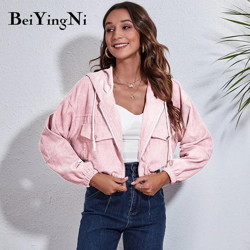 Beiyingni 2021 Autumn Winter Corduroy Hooded Crop Tops Loose Jacket Long Sleeve Women Short Coat Zipper Casual Female Outerwear
Beiyingni 2021 Autumn Winter Corduroy Hooded Crop Tops Loose Jacket Long Sleeve Women Short Coat Zipper Casual Female Outerwear