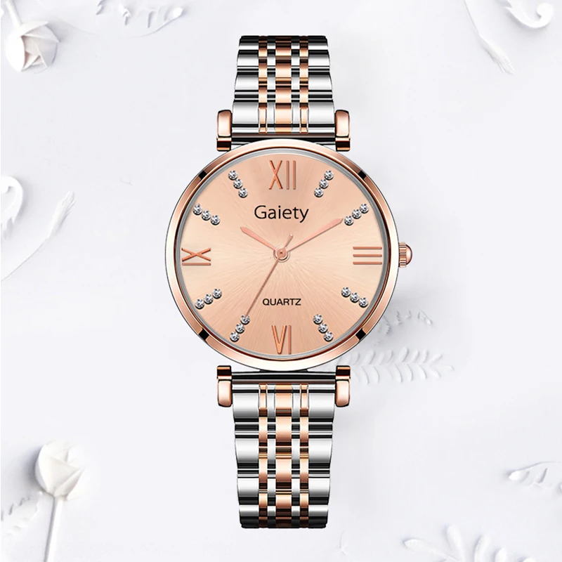 Luxury Women's Wristwatch Diamond Rose Gold Stainless Steel Bracelet Business Quartz Wrist Watches Reloj Mujer zegarek damski | Наручные