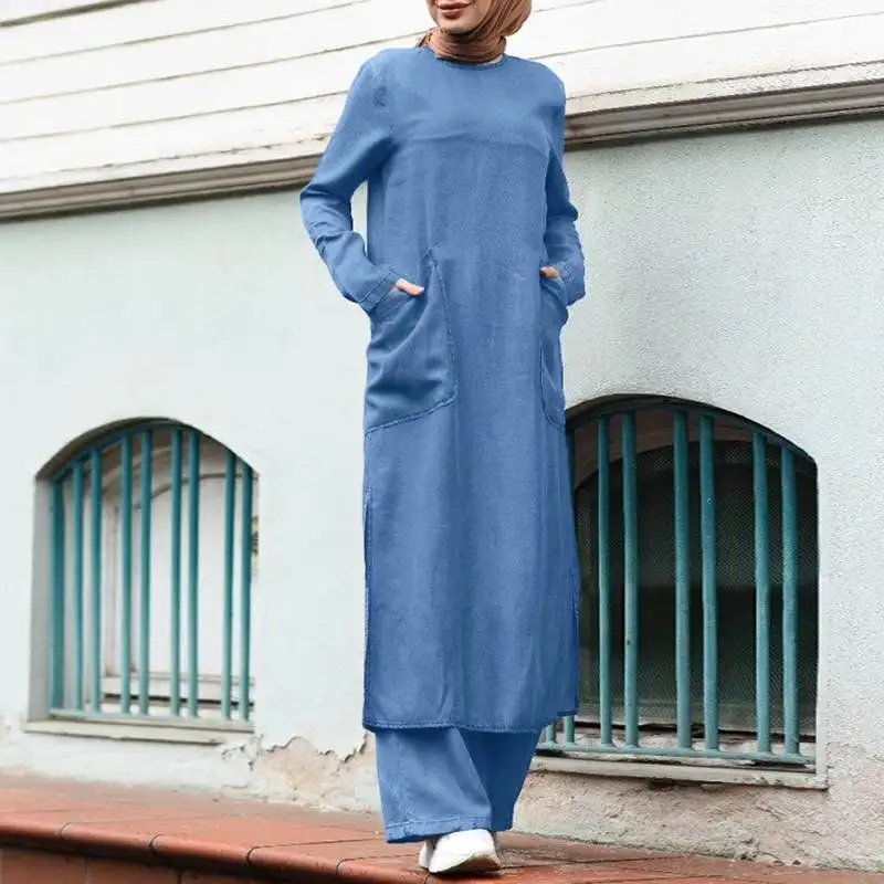 Модные исламские костюмы ZANZEA для женщин, мусульманская однотонная блузка с круглым вырезом 2021, модная повседневная верхняя одежда с широки...
Модные исламские костюмы ZANZEA для женщин, мусульманская однотонная блузка с круглым вырезом 2021, модная повседневная верхняя одежда с широки...