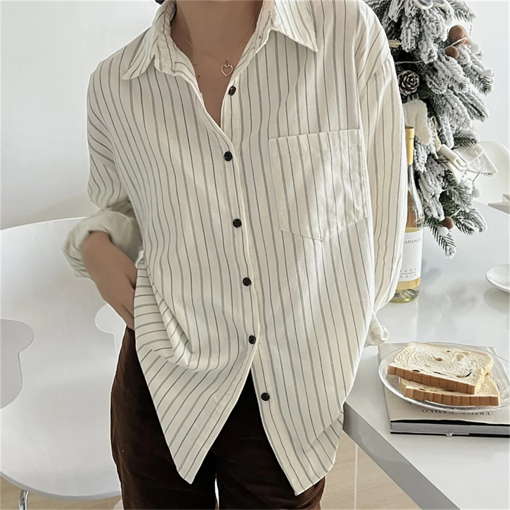 HziriP Stripes Oversize Full Sleeves Shirts Lapel Chic Office Wear New Women 2022 Loose Corduroy Casual All Match OL Blouses
HziriP Stripes Oversize Full Sleeves Shirts Lapel Chic Office Wear New Women 2022 Loose Corduroy Casual All Match OL Blouses