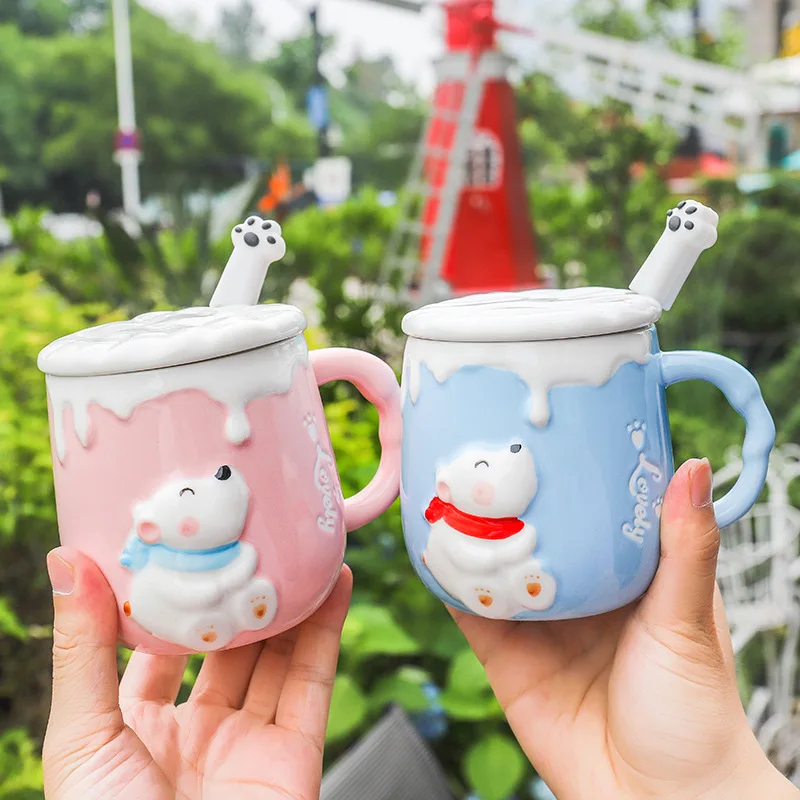 Cartoon Cute Embossed Polar Bear Animal Ceramic Cup With Lid Spoon Office Tea Coffee Mug Student Gift Cup
Cartoon Cute Embossed Polar Bear Animal Ceramic Cup With Lid Spoon Office Tea Coffee Mug Student Gift Cup