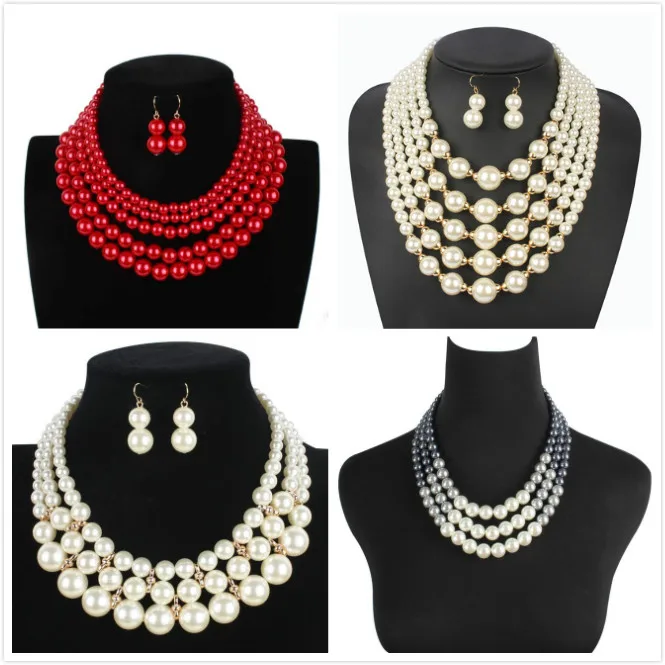 European and American jewelry exaggerated female necklace set, simple bead short clavicle chain, multi-layer chain, birthday gif
European and American jewelry exaggerated female necklace set, simple bead short clavicle chain, multi-layer chain, birthday gif