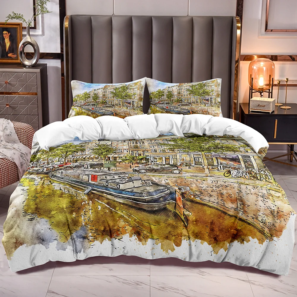 Microfiber Soft Duvet Cover Zipper Closure Corner Ties with River Building Painting White Reverse Comforter Cover Sets Boats
Microfiber Soft Duvet Cover Zipper Closure Corner Ties with River Building Painting White Reverse Comforter Cover Sets Boats