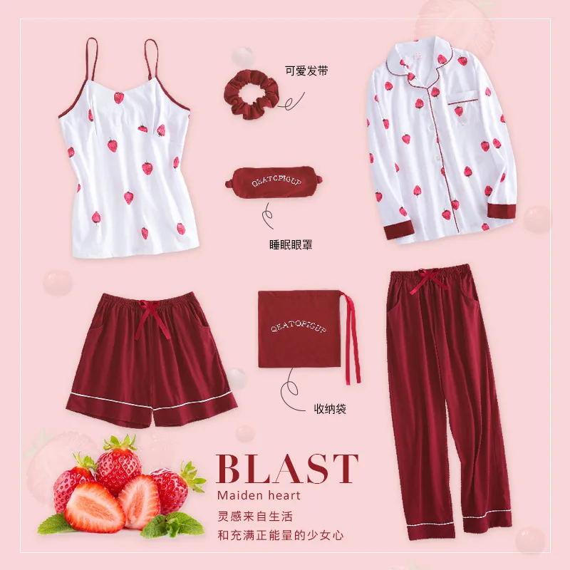 Autumn Female Sleep Set 7pcs Pajamas Suit Nightwear Intimate Lingerie Cotton Home Clothing Sleepwear Women Homewear Nightgown
Autumn Female Sleep Set 7pcs Pajamas Suit Nightwear Intimate Lingerie Cotton Home Clothing Sleepwear Women Homewear Nightgown