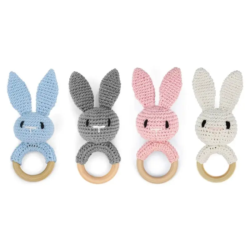 Baby Wooden Teether Ring DIY Crochet Bunny Rattle Soother Bracelet Infant Teething Molar Play Toys
Baby Wooden Teether Ring DIY Crochet Bunny Rattle Soother Bracelet Infant Teething Molar Play Toys