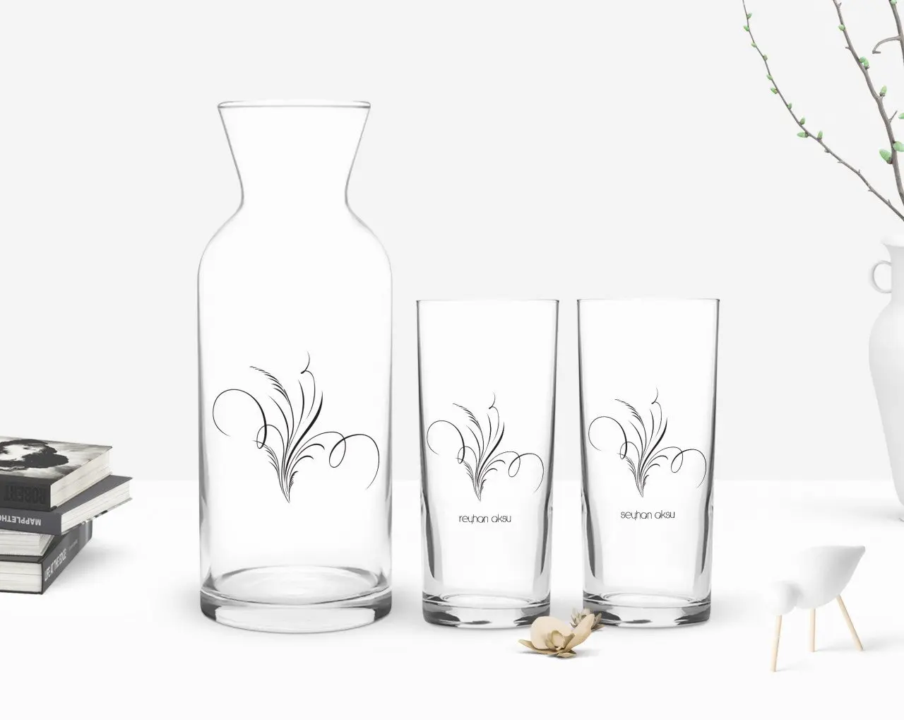 Персонализированные Цветные принты имеет двойную Arrack чашки и графин подарок Seti-100 
Персонализированные Цветные принты имеет двойную Arrack чашки и графин подарок Seti-100