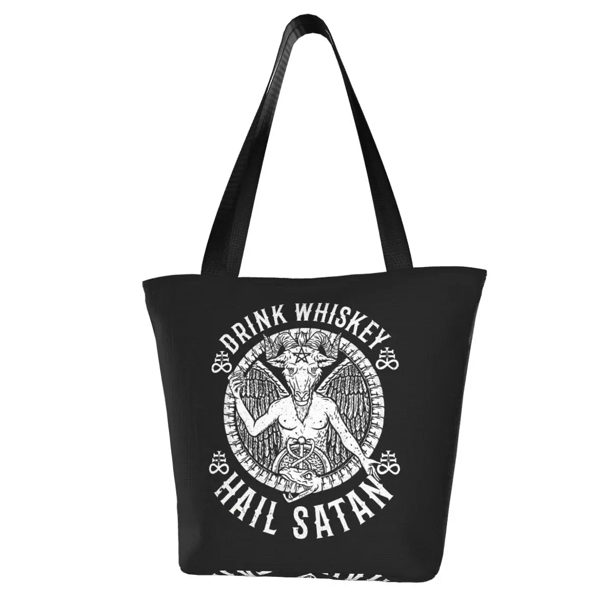 Drink Whiskey Hail Satan Shopping Bag Aesthetic Cloth Outdoor Handbag Female Fashion Bags
Drink Whiskey Hail Satan Shopping Bag Aesthetic Cloth Outdoor Handbag Female Fashion Bags