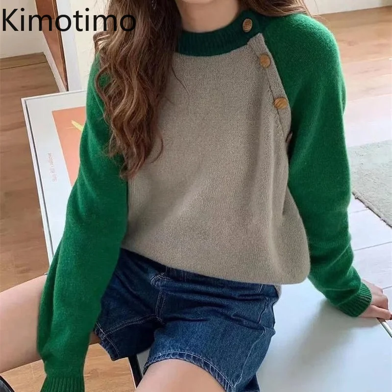 Autumn Winter Pullover Women Color Contrast Beveled Button Design O-neck Sweater Korean Chic Casual Long Sleeve Clothes
Autumn Winter Pullover Women Color Contrast Beveled Button Design O-neck Sweater Korean Chic Casual Long Sleeve Clothes
