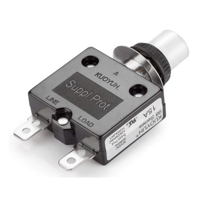 Kuoyuh 15A Manual Push Button Reset Circuit Breakers and Quick Connect Terminals Thermal Overload Switch Protector
Kuoyuh 15A Manual Push Button Reset Circuit Breakers and Quick Connect Terminals Thermal Overload Switch Protector