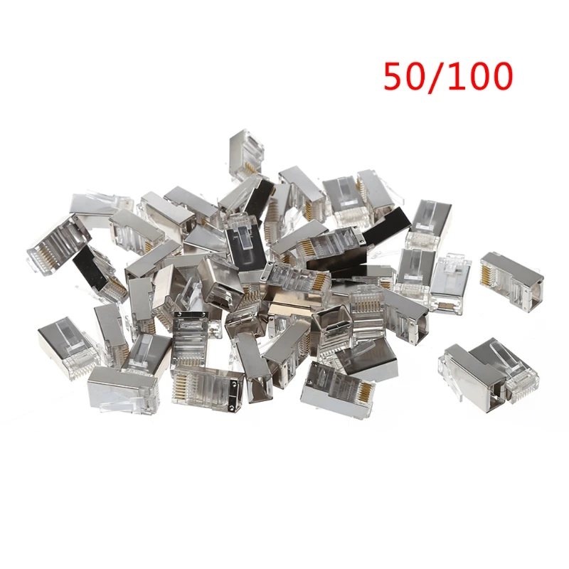 50/100Pcs CAT5 RJ45 8-Pin Shielded Modular Plug Ethernet Network Cable Connector W3JB
50/100Pcs CAT5 RJ45 8-Pin Shielded Modular Plug Ethernet Network Cable Connector W3JB