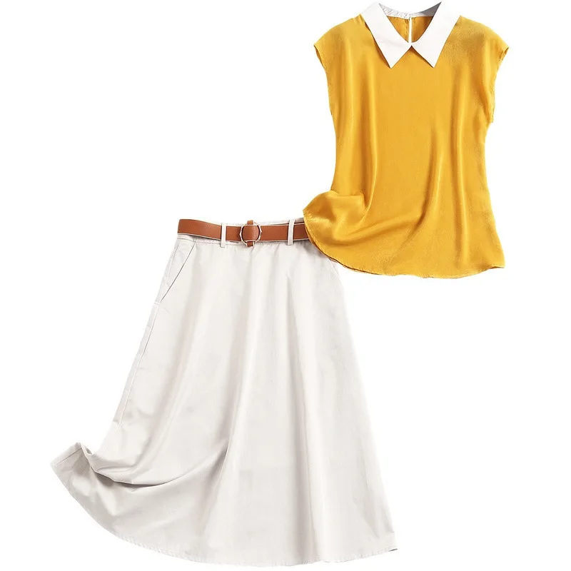 and Two Piece Set Top Skirts Peter Pan Collar Tank Tops+skirts Korean Style Matching Sets for Women Sleeveless
and Two Piece Set Top Skirts Peter Pan Collar Tank Tops+skirts Korean Style Matching Sets for Women Sleeveless