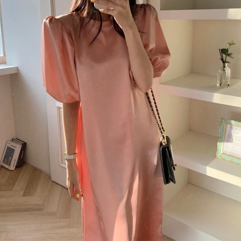 Summer Loose Sexy O Neck Lantern Sleeve Black Backless Dress Women Bandage Pink Short Sleeve Fashion Party Simple Retro Sweet
Summer Loose Sexy O Neck Lantern Sleeve Black Backless Dress Women Bandage Pink Short Sleeve Fashion Party Simple Retro Sweet