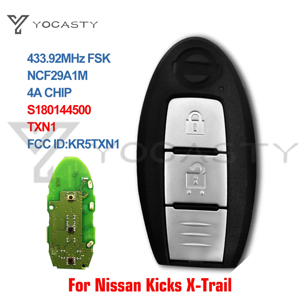 YOCASTY S180144500 For Nissan Kicks X-Trail 2019 2020 2021 Proximity Smart Car Key Fob 433MHz NCF29A1M KR5TXN1 285E3-5RF0A 
YOCASTY S180144500 For Nissan Kicks X-Trail 2019 2020 2021 Proximity Smart Car Key Fob 433MHz NCF29A1M KR5TXN1 285E3-5RF0A