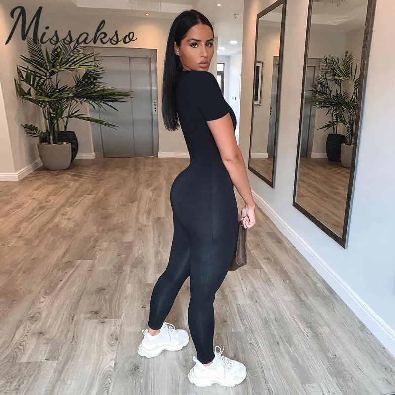 Missakso 2021 Spring Zipper Short Sleeve Jumpsuit Black White Sexy Women Skinny O Neck Rompers Fashion Streetwear Club 
Missakso 2021 Spring Zipper Short Sleeve Jumpsuit Black White Sexy Women Skinny O Neck Rompers Fashion Streetwear Club