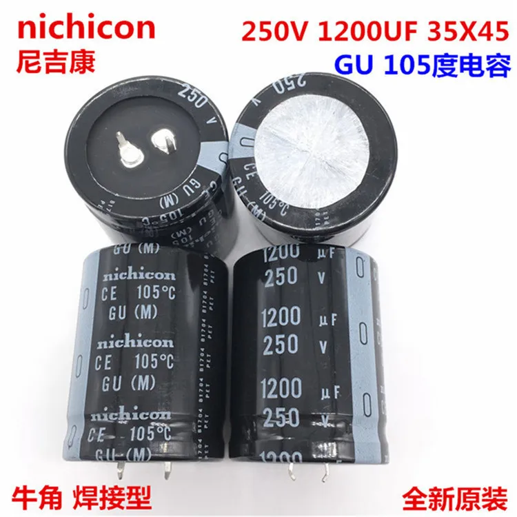 2 шт/10 шт 1200 мкФ 250v Nichicon GU 35x45 мм 250V1200uF оснастки PSU конденсатор|Конденсаторы| |