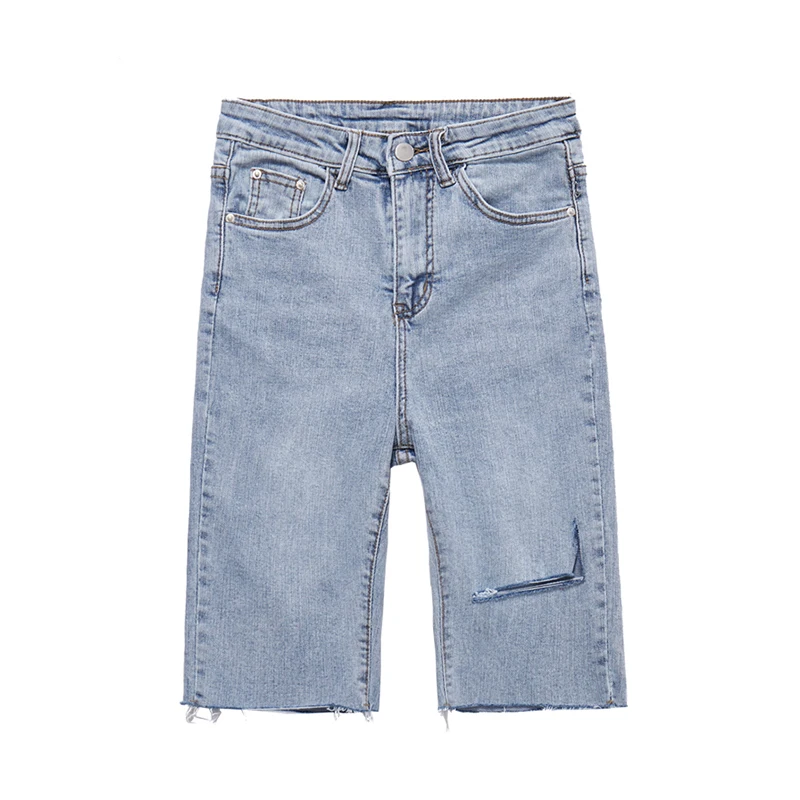 Casual Stretch High Waist Blue Destroy Ripped Denim Shorts Women Pockets Tassel Midi Shorts Jeans for Women Summer
Casual Stretch High Waist Blue Destroy Ripped Denim Shorts Women Pockets Tassel Midi Shorts Jeans for Women Summer