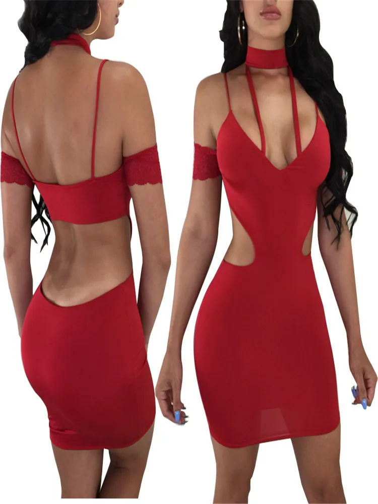 Summer solid color lace sling European and American sexy bandage dress nightclub skirt multicolor
Summer solid color lace sling European and American sexy bandage dress nightclub skirt multicolor