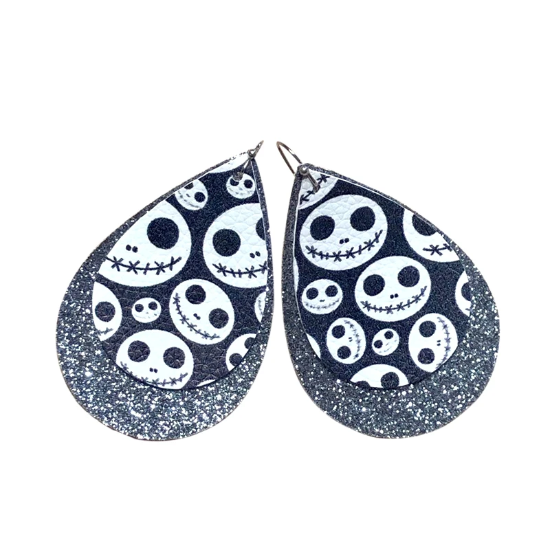 Jack Skellington Halloween Two Layers Faux Leather Tear Drop Earrings Black Glitter Day of the Dead Earrings Made To Order
Jack Skellington Halloween Two Layers Faux Leather Tear Drop Earrings Black Glitter Day of the Dead Earrings Made To Order