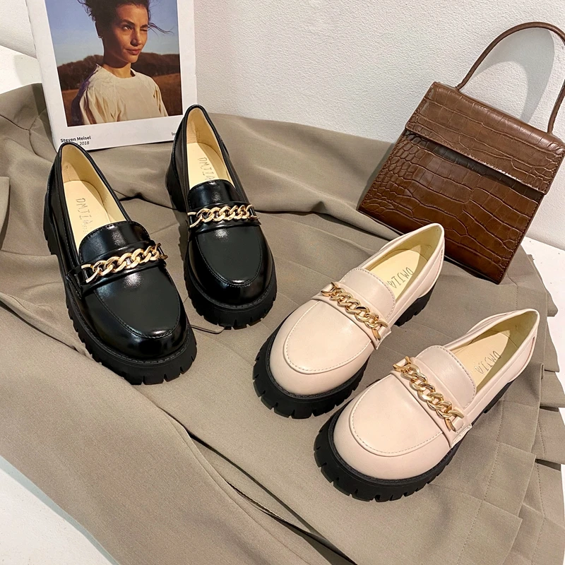 PANMANNI Women Spring Slip-On Shallow Rubber EVA Chunky Platform Shoes Chain Metal PU Leather Retro Ladies Loafers
PANMANNI Women Spring Slip-On Shallow Rubber EVA Chunky Platform Shoes Chain Metal PU Leather Retro Ladies Loafers
