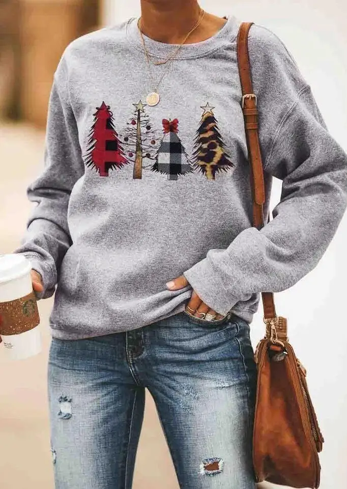 Christmas pop women's sweater leopard Christmas tree pattern printed round neck long sleeve Pullover
Christmas pop women's sweater leopard Christmas tree pattern printed round neck long sleeve Pullover