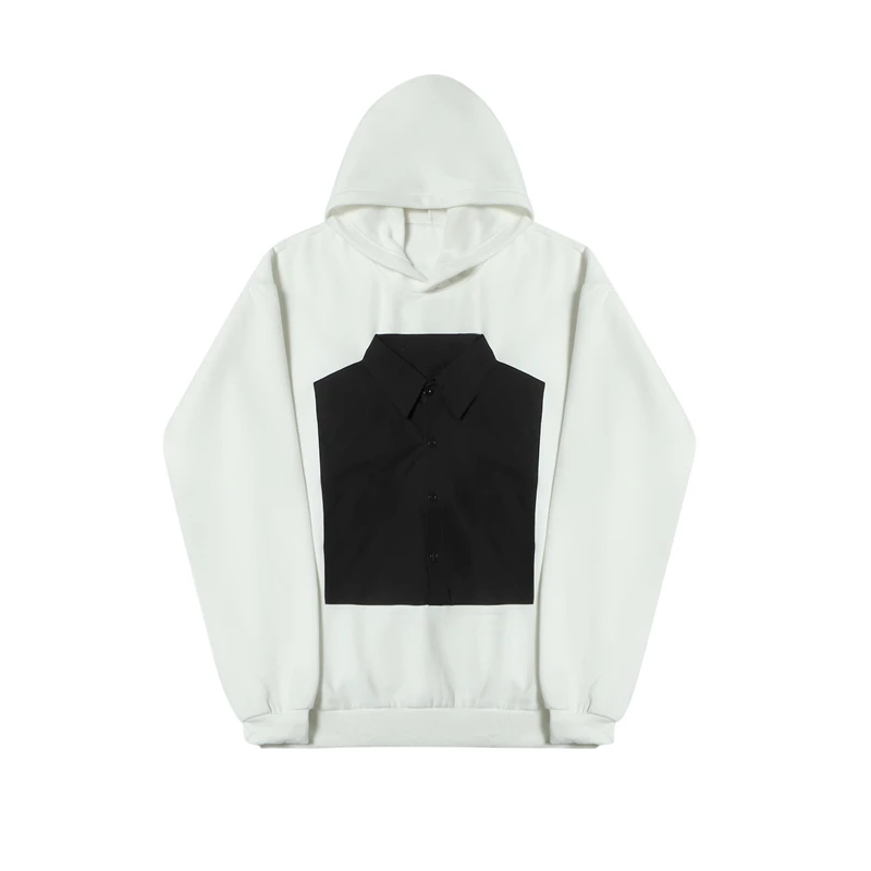 Men Shirt Splice Casual Pullover Hooded Sweatshirt Male Women Harajuku Streetwear Hip Hop Loose White Black Hoodie Sweatshirt
Men Shirt Splice Casual Pullover Hooded Sweatshirt Male Women Harajuku Streetwear Hip Hop Loose White Black Hoodie Sweatshirt