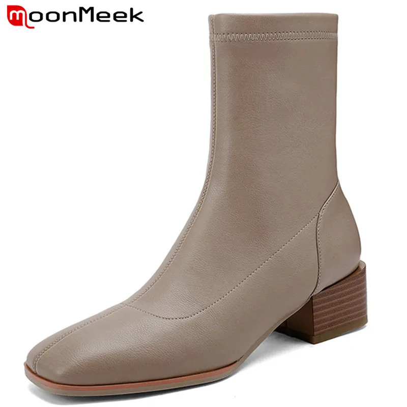 MoonMeek 2022 New Arrive Slim Stretch Boots Women Shoes Genuine Leather +Pu Zipper Square Toe Autumn Ankle Boots For Women
MoonMeek 2022 New Arrive Slim Stretch Boots Women Shoes Genuine Leather +Pu Zipper Square Toe Autumn Ankle Boots For Women