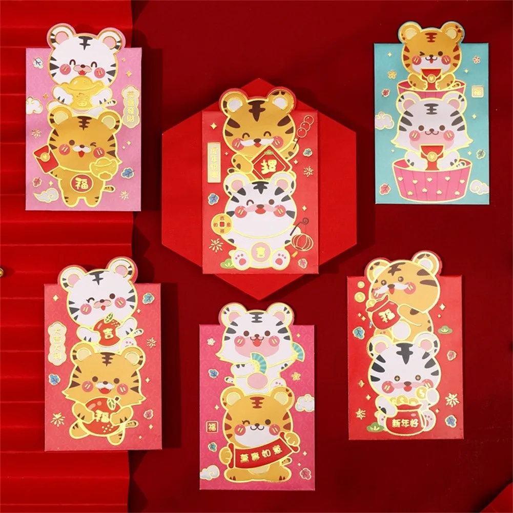 6Pcs Chinese New Year Red Envelopes Cartoon Tiger Hongbao Spring Festival Money Pockets Wedding Lucky Packets Gift Bag 2022
6Pcs Chinese New Year Red Envelopes Cartoon Tiger Hongbao Spring Festival Money Pockets Wedding Lucky Packets Gift Bag 2022