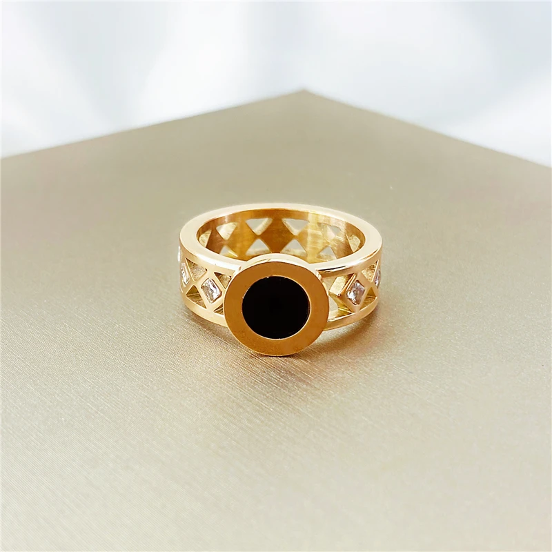 Hot Rings Woman Rings Stainless Steel Black Roman Numerals Rings Rose Gold Color Hollow Out Rings Fashion Jewelry
Hot Rings Woman Rings Stainless Steel Black Roman Numerals Rings Rose Gold Color Hollow Out Rings Fashion Jewelry