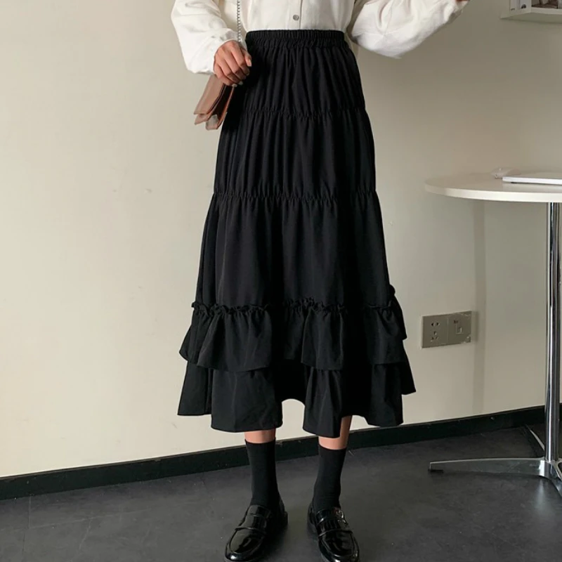 Vintage High Waisted Skirt Women Spring Autumn Teens School Girls Frill Pleated Ruffles Patchwork Long Midi Black Goth Skirts
Vintage High Waisted Skirt Women Spring Autumn Teens School Girls Frill Pleated Ruffles Patchwork Long Midi Black Goth Skirts