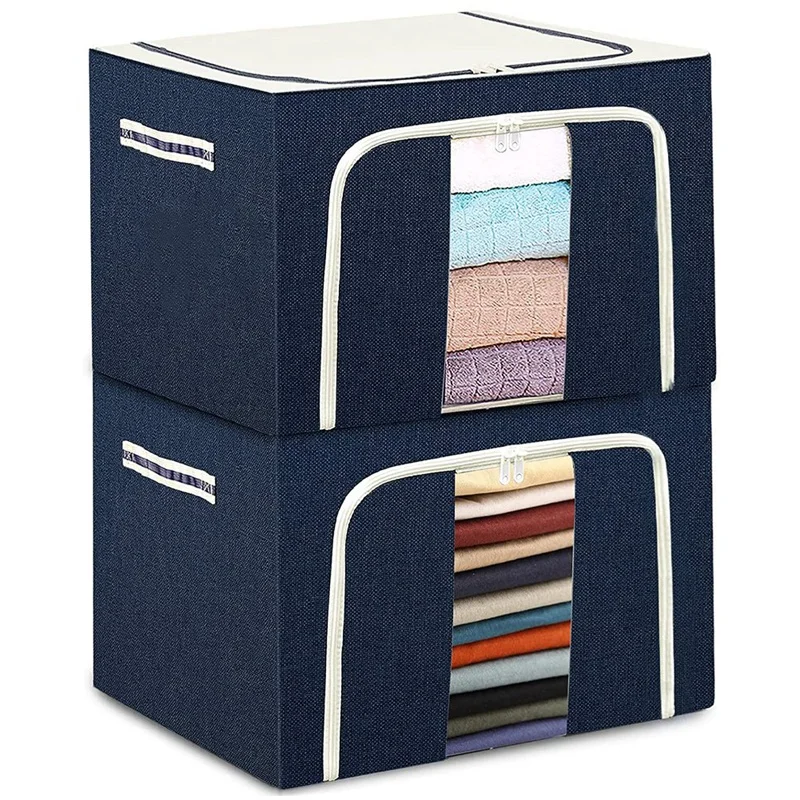 Clothes Storage Boxes Bins -72L x 2 Large Organizers with Steel Frame,Foldable Oxford Containers Set, Clear Window 2Pack
Clothes Storage Boxes Bins -72L x 2 Large Organizers with Steel Frame,Foldable Oxford Containers Set, Clear Window 2Pack