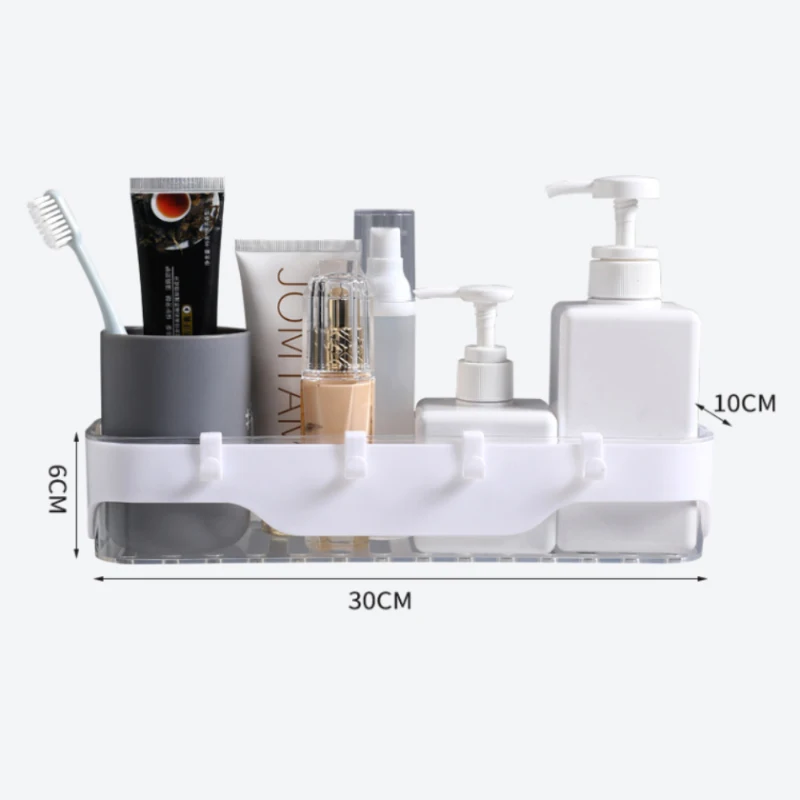 Wall-mounted Storage Rack Bathroom Shelf For Kitchen With Hooks Storage Bathroom Accessories Without Drill Plastic Container
Wall-mounted Storage Rack Bathroom Shelf For Kitchen With Hooks Storage Bathroom Accessories Without Drill Plastic Container