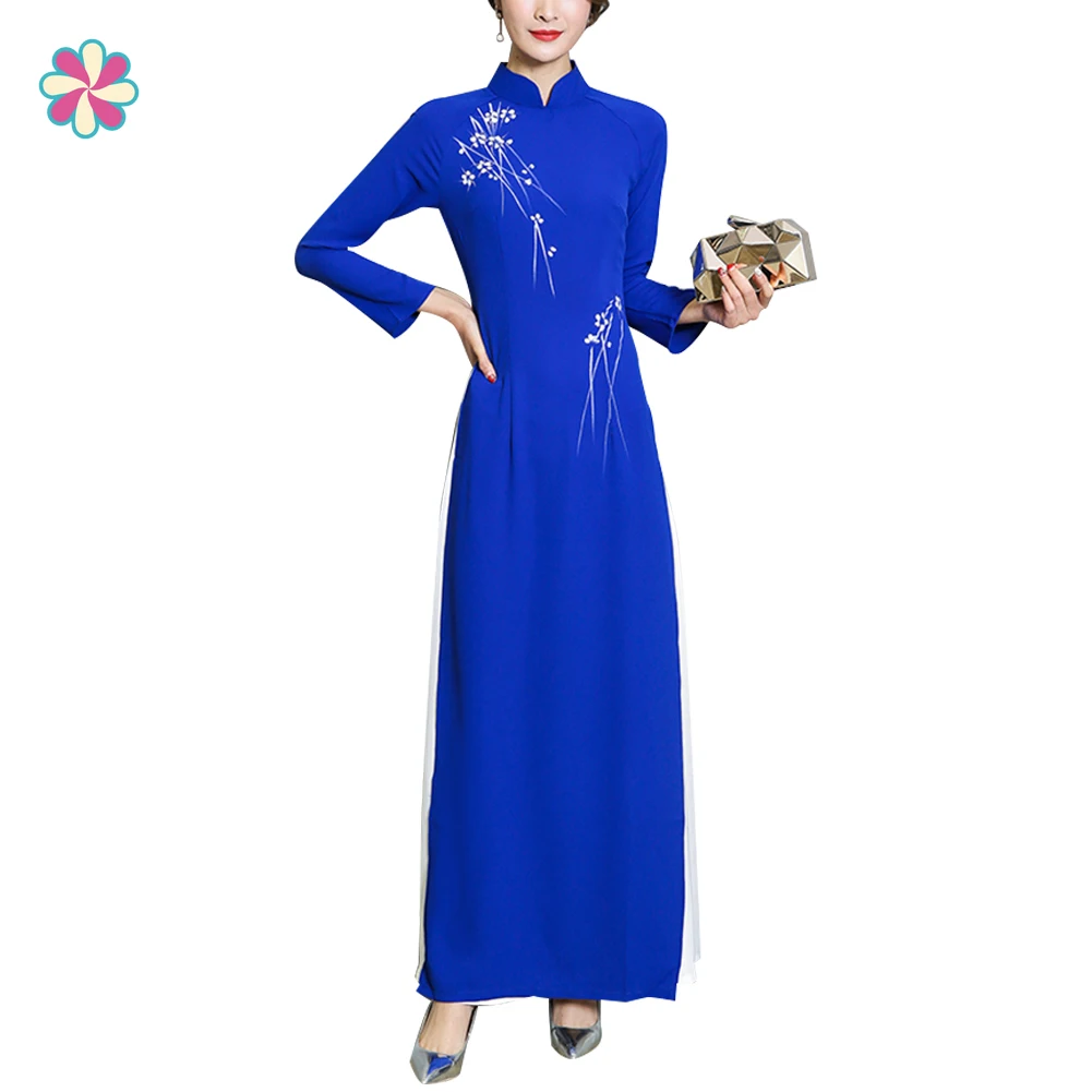 

Новое лоскутное обтягивающее платье для женщин китайские традиционные костюмы Ципао Чонсам с цветами Женская Восточная одежда W118