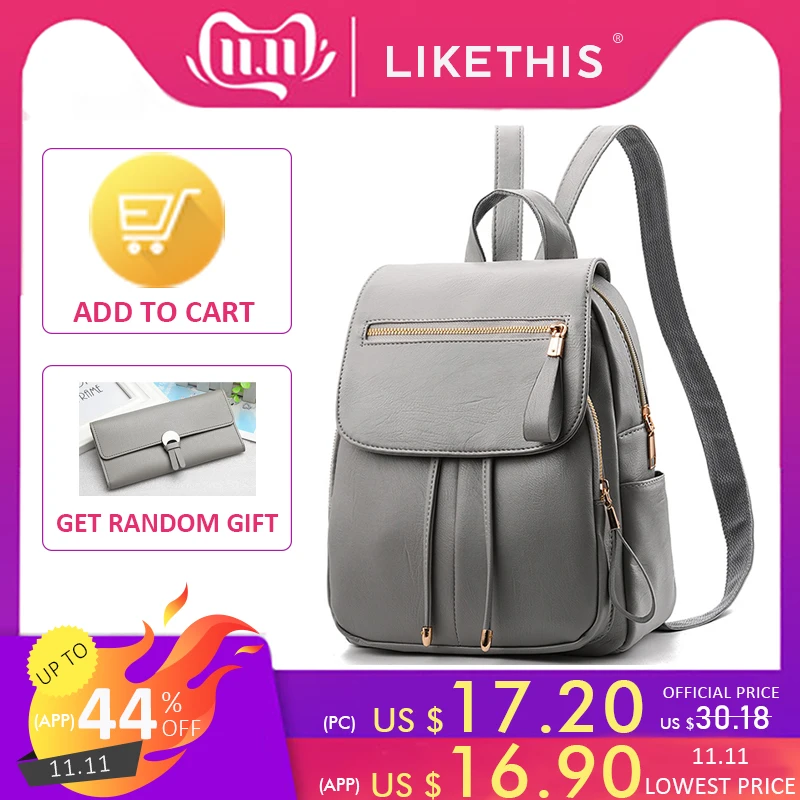 LIKETHIS Backpack In Women's Casual PU Leather Knapsack Travel Mochila Escolar Masculina Backpack Zainetto Donna Lady Solid New
LIKETHIS Backpack In Women's Casual PU Leather Knapsack Travel Mochila Escolar Masculina Backpack Zainetto Donna Lady Solid New