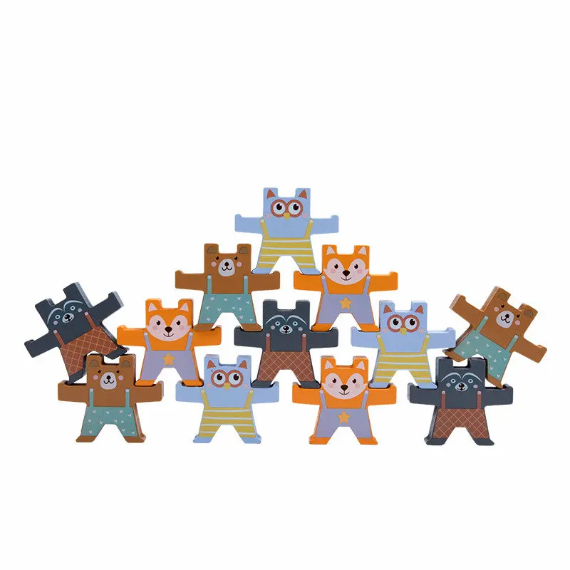 Медведи модели 12 шт. балансирующие блоки деревянные игрушки развивающие детские