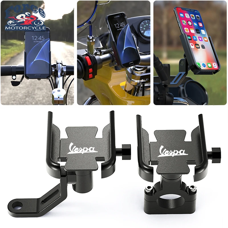 

Motorcycle High quality CNC Accessories handlebar Mobile Phone Holder GPS stand bracket For VESPA 125 VNA-TS PX80-200/PE/Lusso