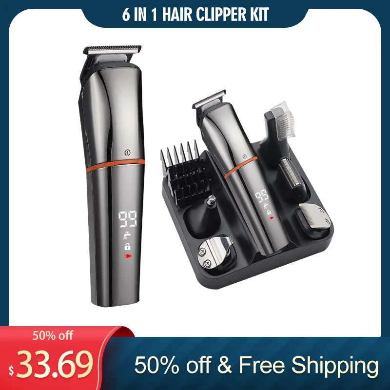 PRITECH Hair Clipper Beard Trimmer Kit for Men Cordless 6 in 1 Electric Hair Cutting Groomer Kit Precision Trimmer LED Display
PRITECH Hair Clipper Beard Trimmer Kit for Men Cordless 6 in 1 Electric Hair Cutting Groomer Kit Precision Trimmer LED Display