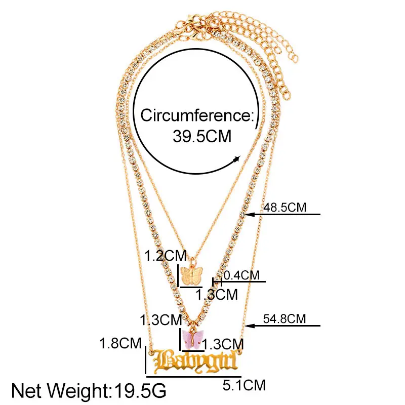 Punk Multilayer Metal Crystal Necklace For Women Acrylic Metal Butterfly Letter Pendant Tennis Chain Personality Hip Hop Jewelry
Punk Multilayer Metal Crystal Necklace For Women Acrylic Metal Butterfly Letter Pendant Tennis Chain Personality Hip Hop Jewelry
