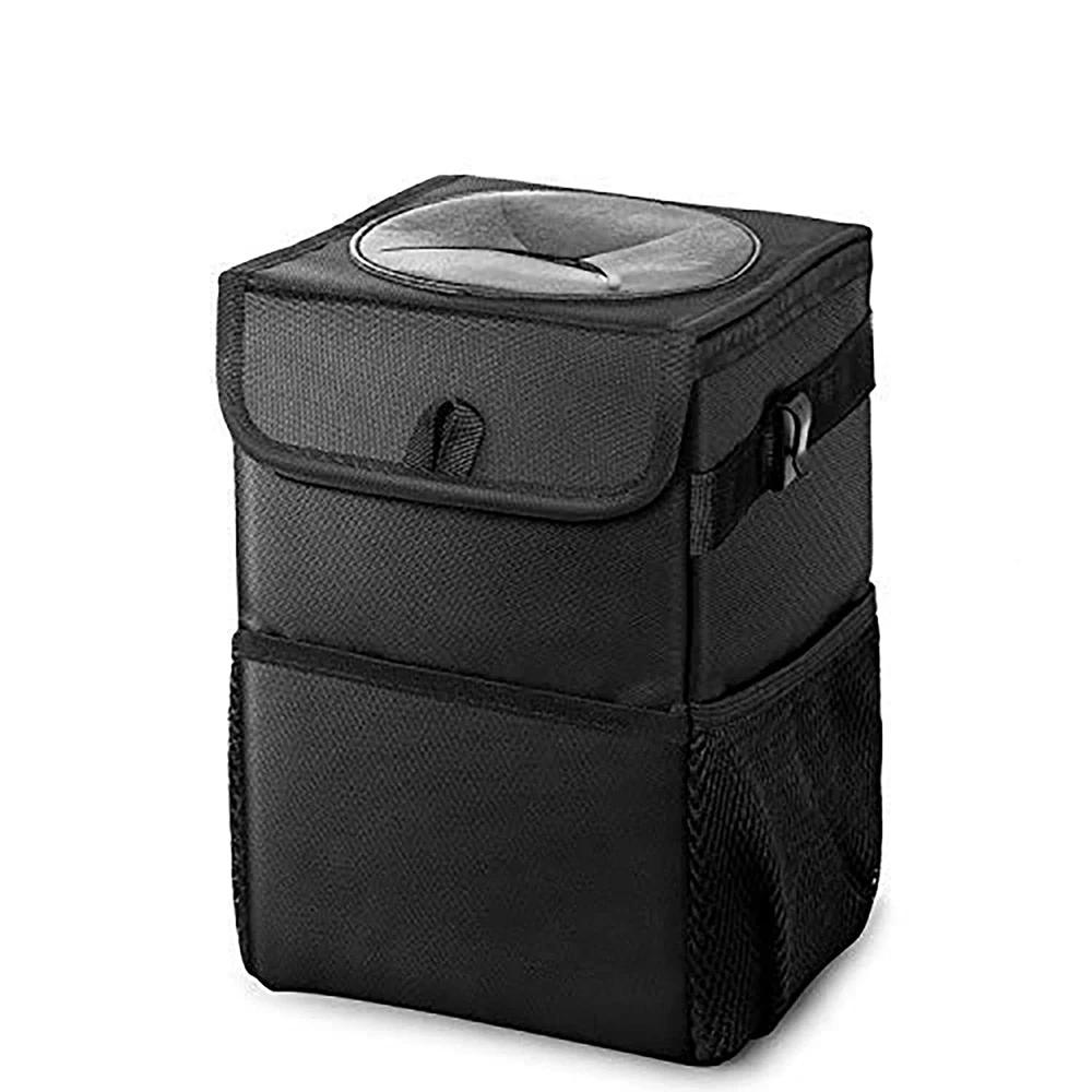 

Car Trash Can with Lid - Car Trash Bag Hanging with Storage Pockets, Leak-Proof Collapsible Garbage Bin for Car